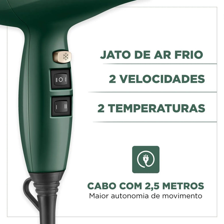 Secador de Cabelo By Juliette Mondial Verde Oliva 2000W SCP-JU-02