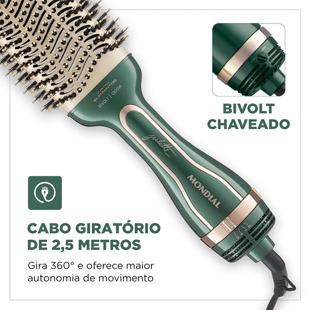 Escova Secadora By Juliette Mondial Verde Oliva ES-JU-02