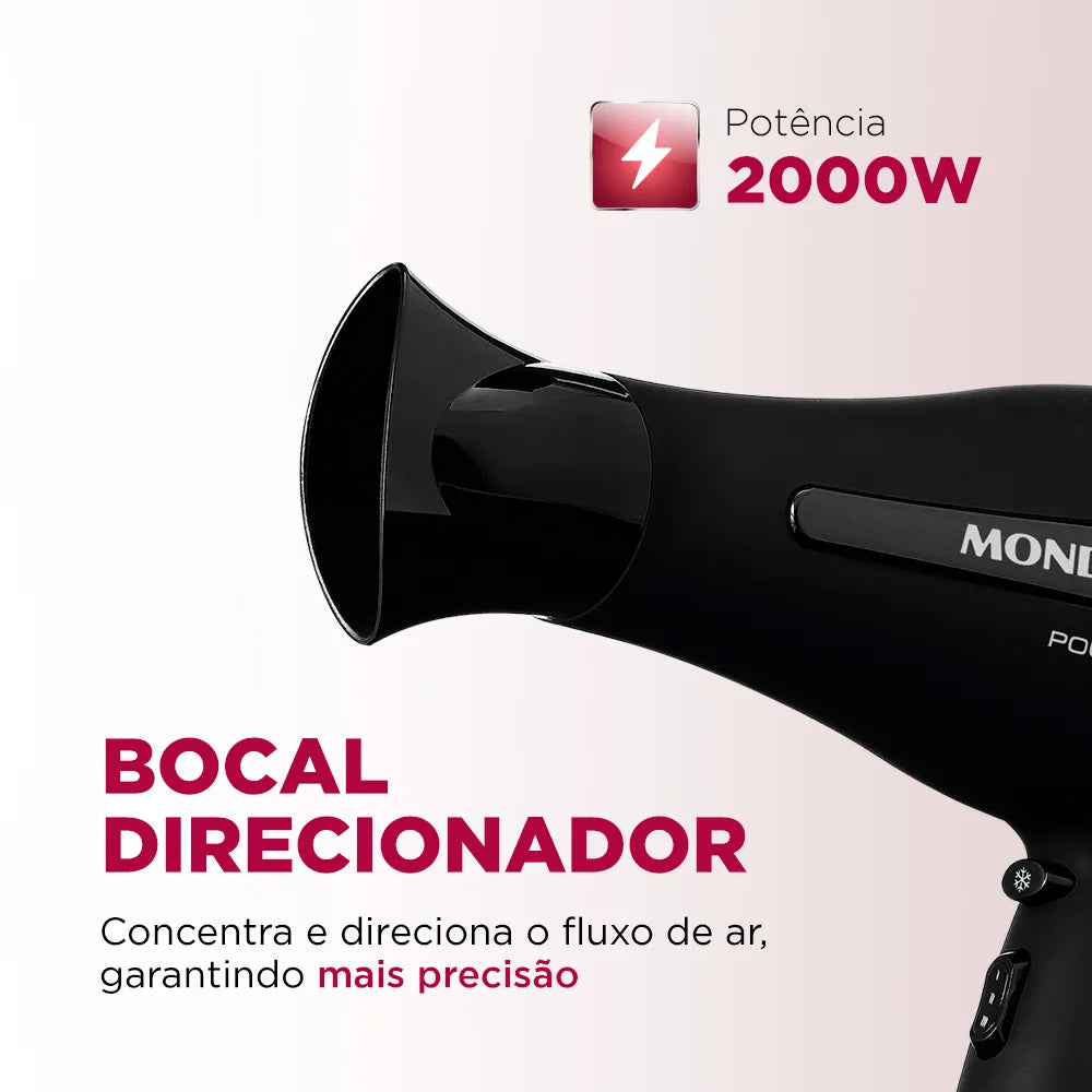 Secador de Cabelos Mondial Power Shine Black Íon SC-13