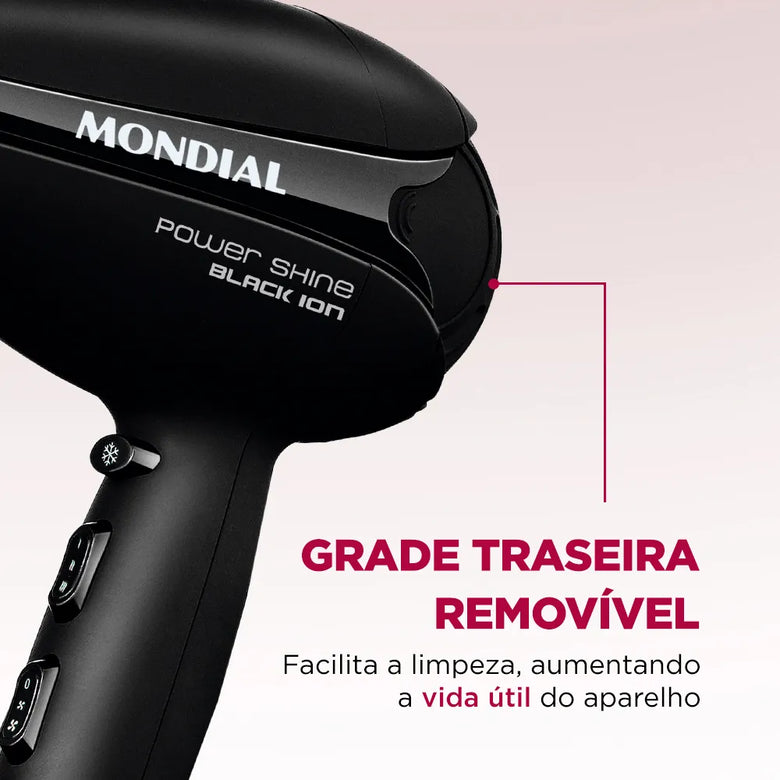 Secador de Cabelos Mondial Power Shine Black Íon SC-13