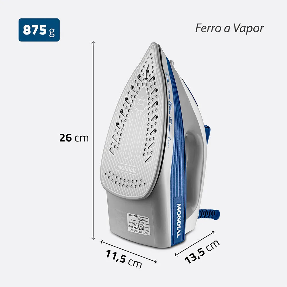 Ferro a Vapor Mondial FVN-01-BL