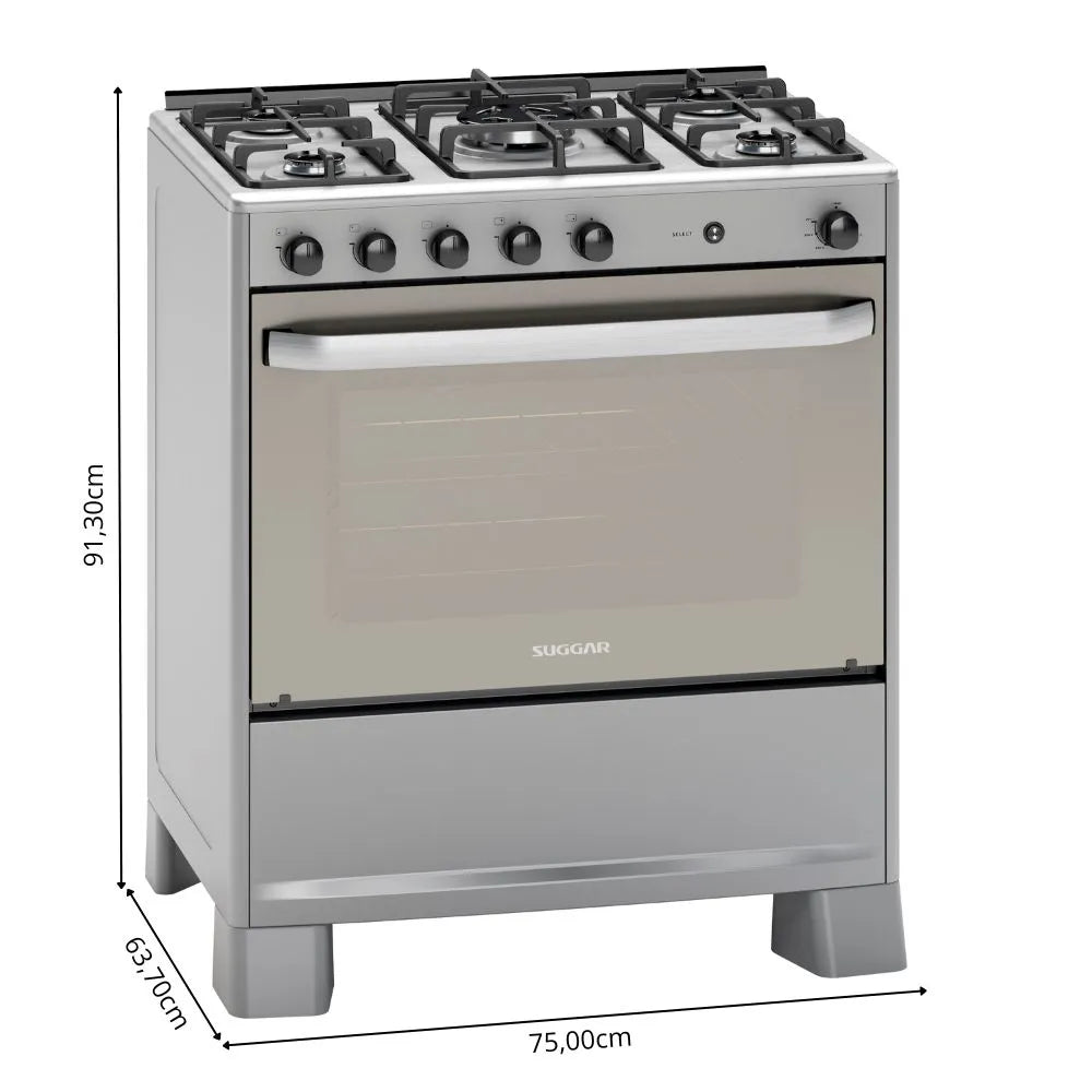 Fogão 5 Bocas Suggar Automático Select FGISL510PRIX