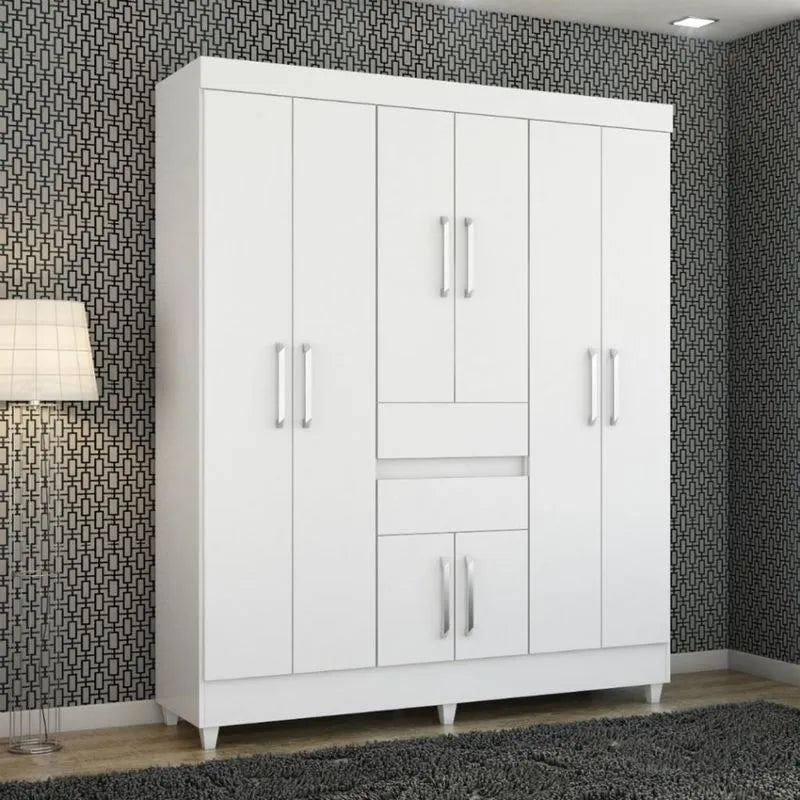 Guarda Roupa Casal 8 Portas  2 Gavetas Munique Demóbile - BRANCO