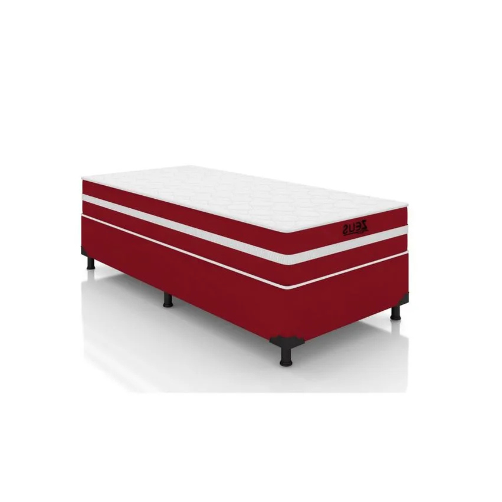 Cama Box Solteiro Zeus (Colchão + Base) 88x188 Molas Ensacadas Bacetto - VERM