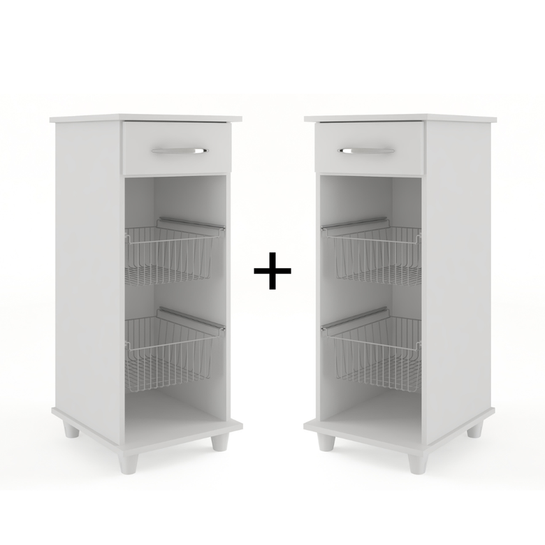 Kit com 2 Fruteiras com Cestos e 1 Gaveta Régia Fiorello