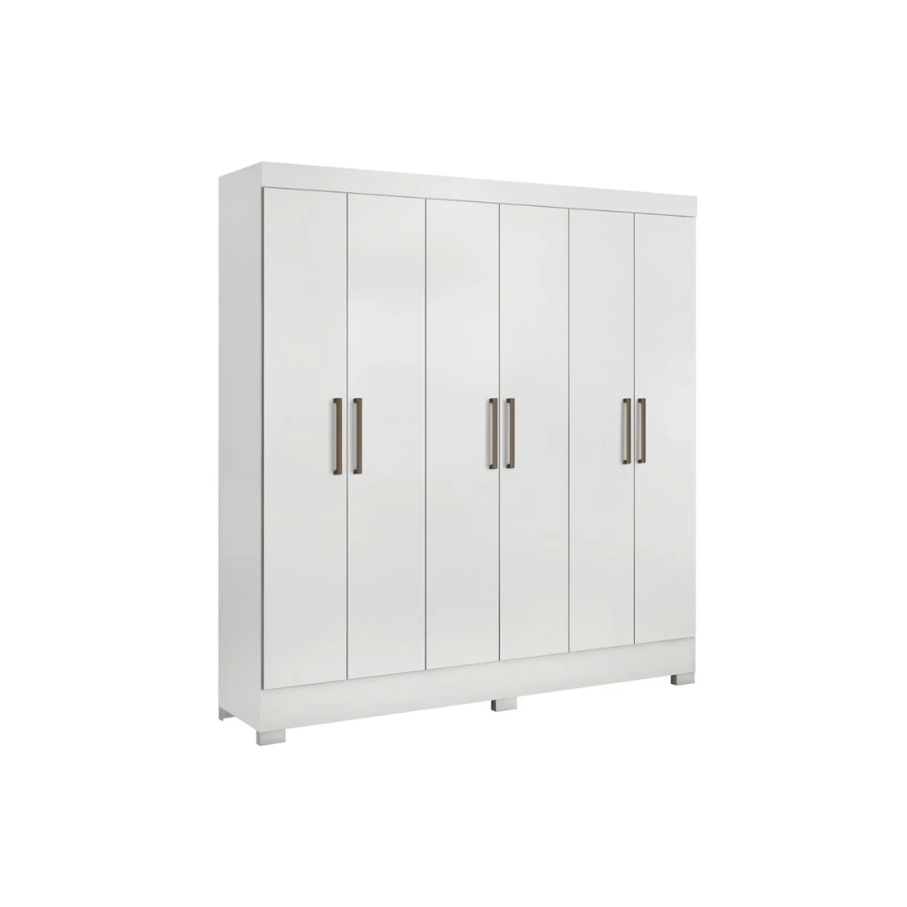 Guarda-Roupa Casal 6 Portas 3 gavetas Prático Demóbile - BRANCO