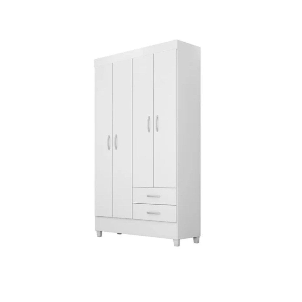 Guarda-Roupa Solteiro 4 Portas 2 Gavetas Astro Demóbile - BRANCO/ROSA