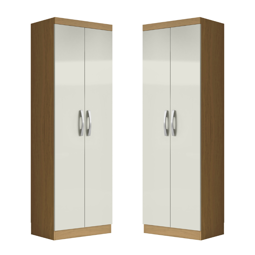 Kit 02 Armários Multiuso 2 Portas New Aramóveis - ATACAMA/ OFF WHITE