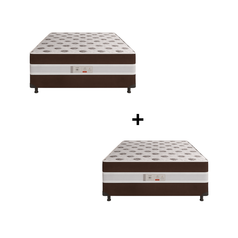 Kit 02 Camas Box Casal Conjugada 138x48 Black Bacetto