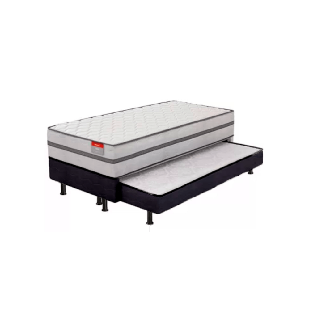 Cama Box Solteiro Conjugada Pillow Com Auxiliar Double 88x188 Reconflex - CINZA