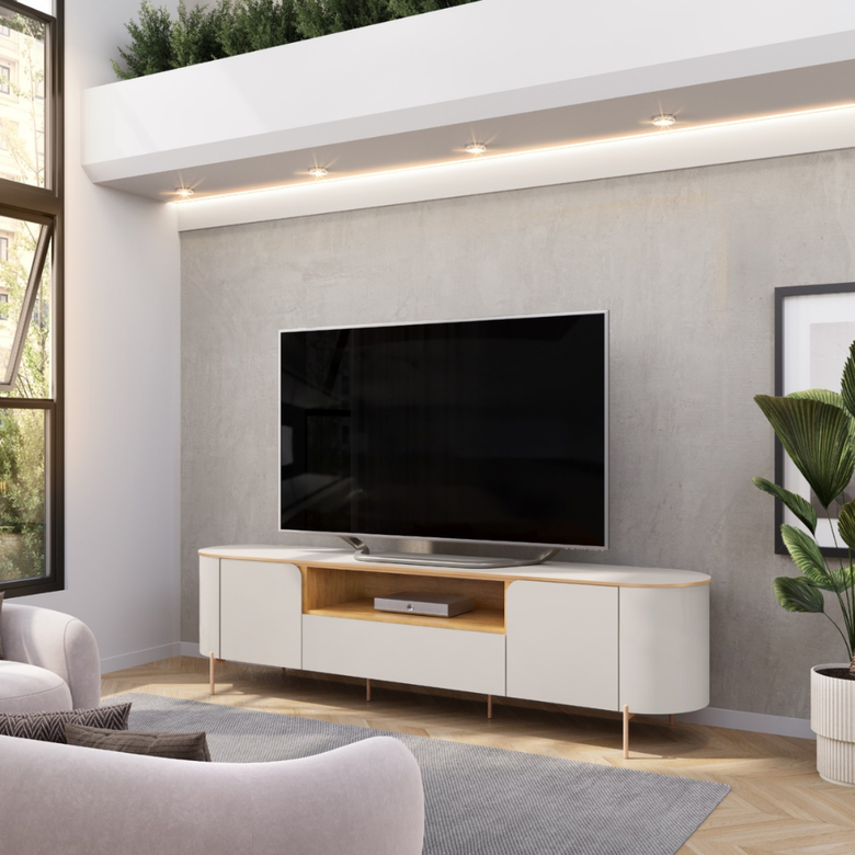 Bancada Para Tv Até "75" 2 Portas Areta Dj Móveis