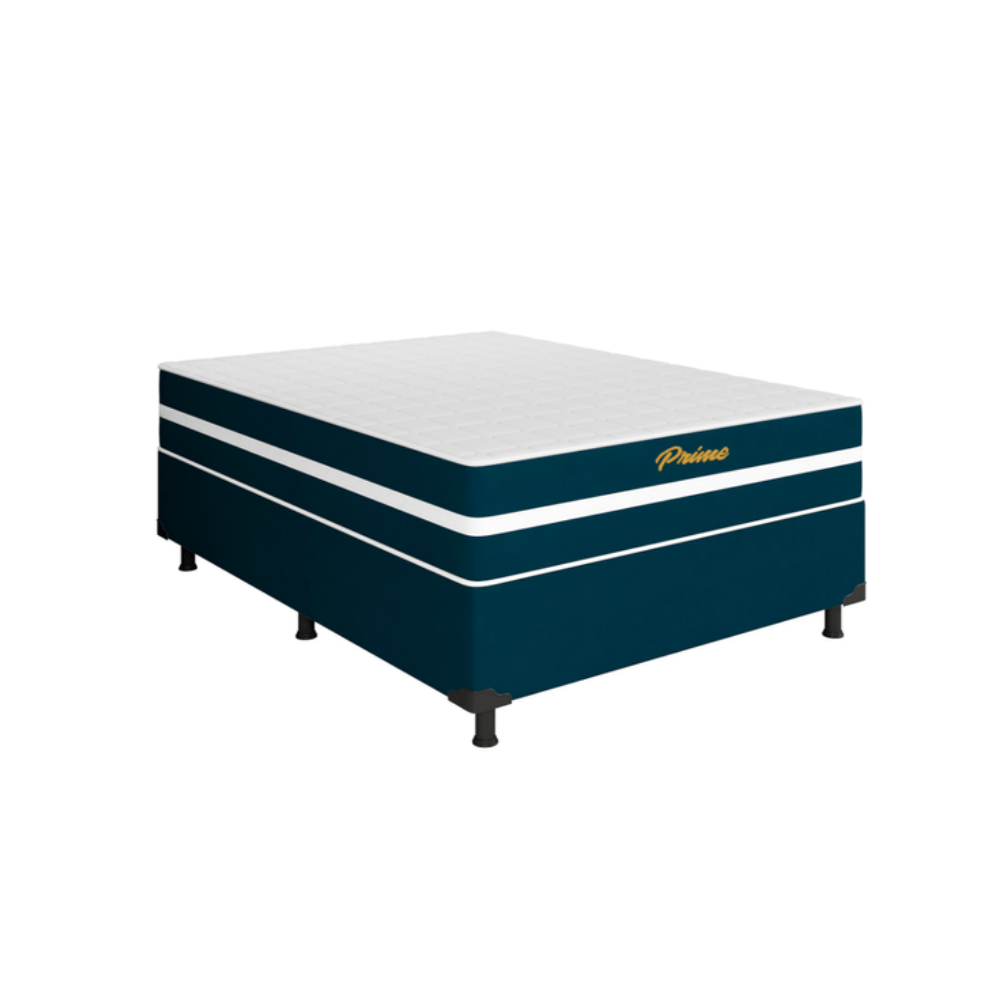 Cama Box Casal Prime (Colchão + Base) 138x188x62 Molas Ensacadas Bacetto - AZUL