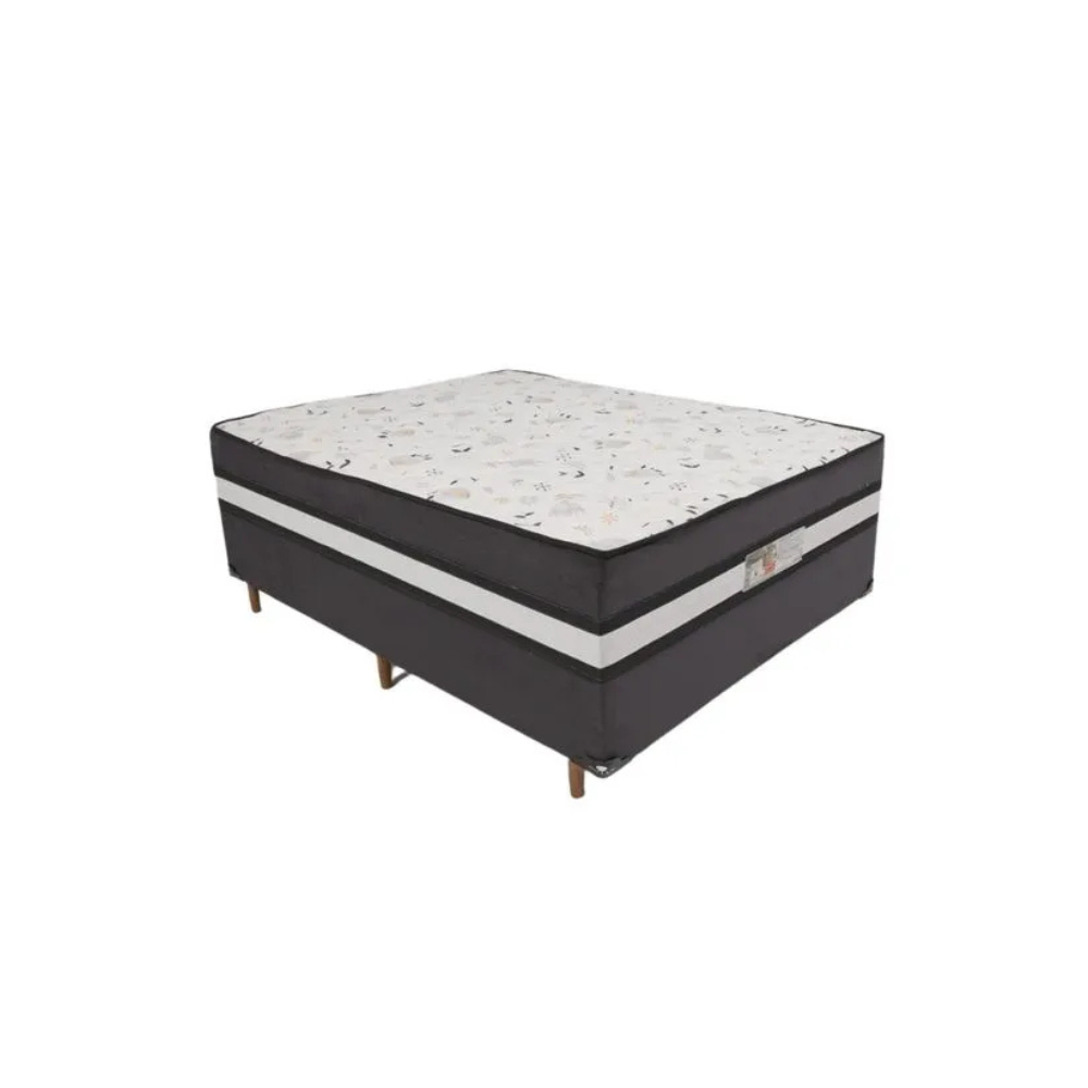 Cama Box Casal Conjugada D28  Ortomedic 138x188x53cm Bacetto - PRETO
