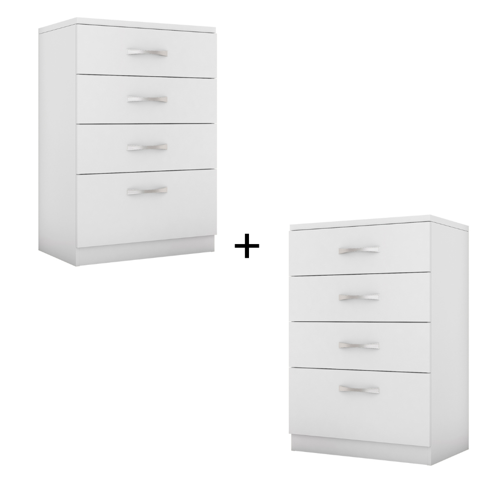 Kit 2 Cômoda com 4 Gavetas Astral Demóbile - BRANCO