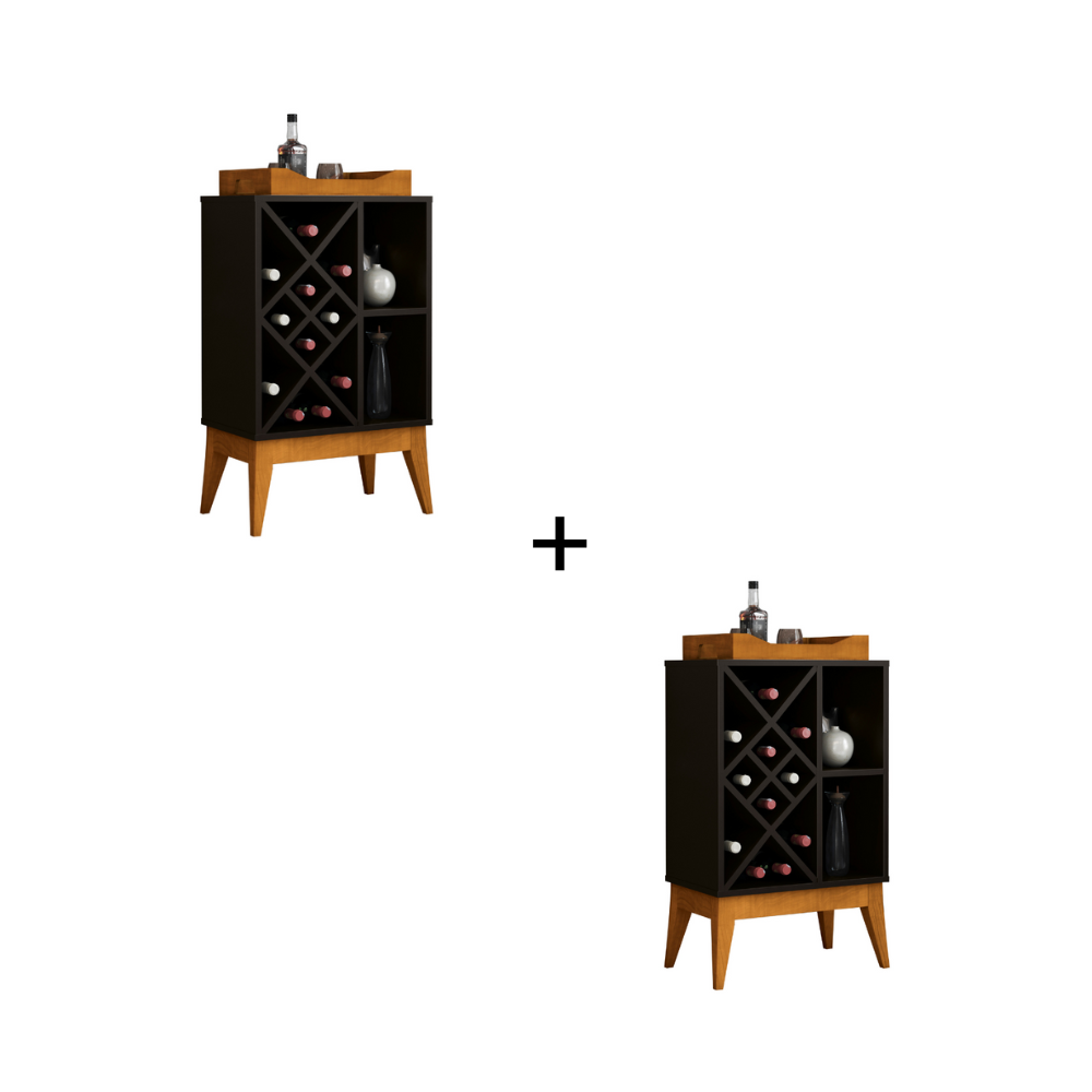 Kit 2 Bar Adega 50cm Bali Edn Móveis - PRETO