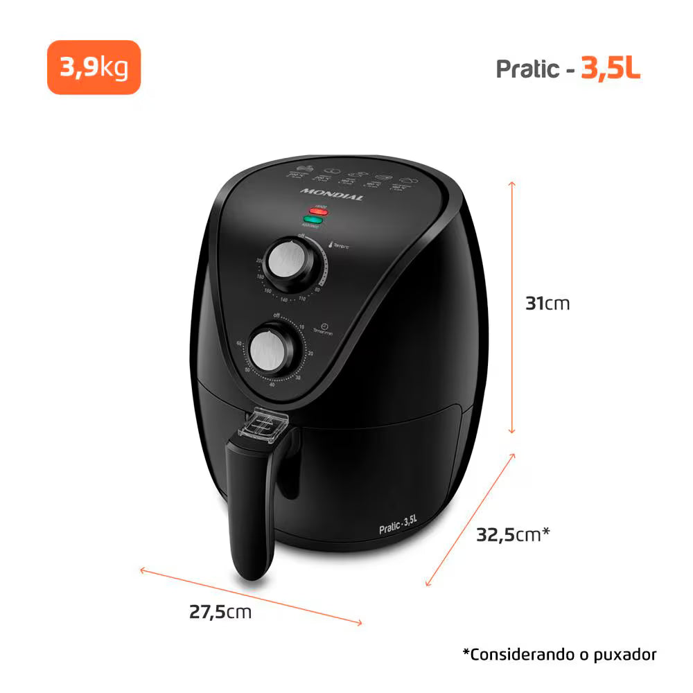 Fritadeira Elétrica Air Fryer Mondial 3,5 Litros AF35-BF