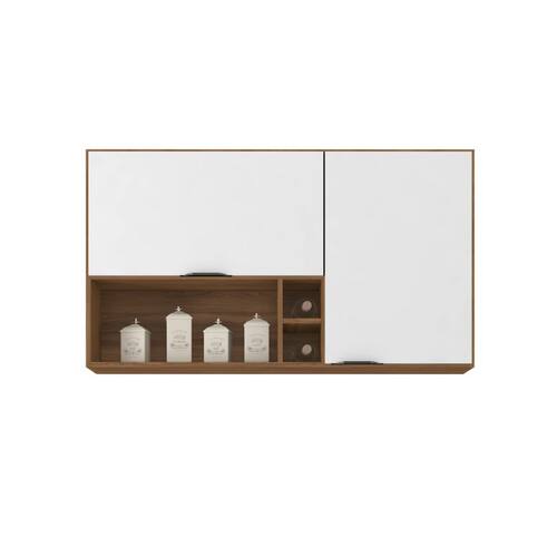 Armário Aéreo 120cm 2 Portas com Nichos Firenze Demóbile - AMENDOLA/BRANCO