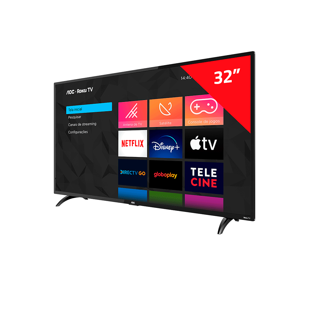 Smart Tv 32" Hd Led Hdmi 1 Usb Wifi Roku Aoc - PRETO
