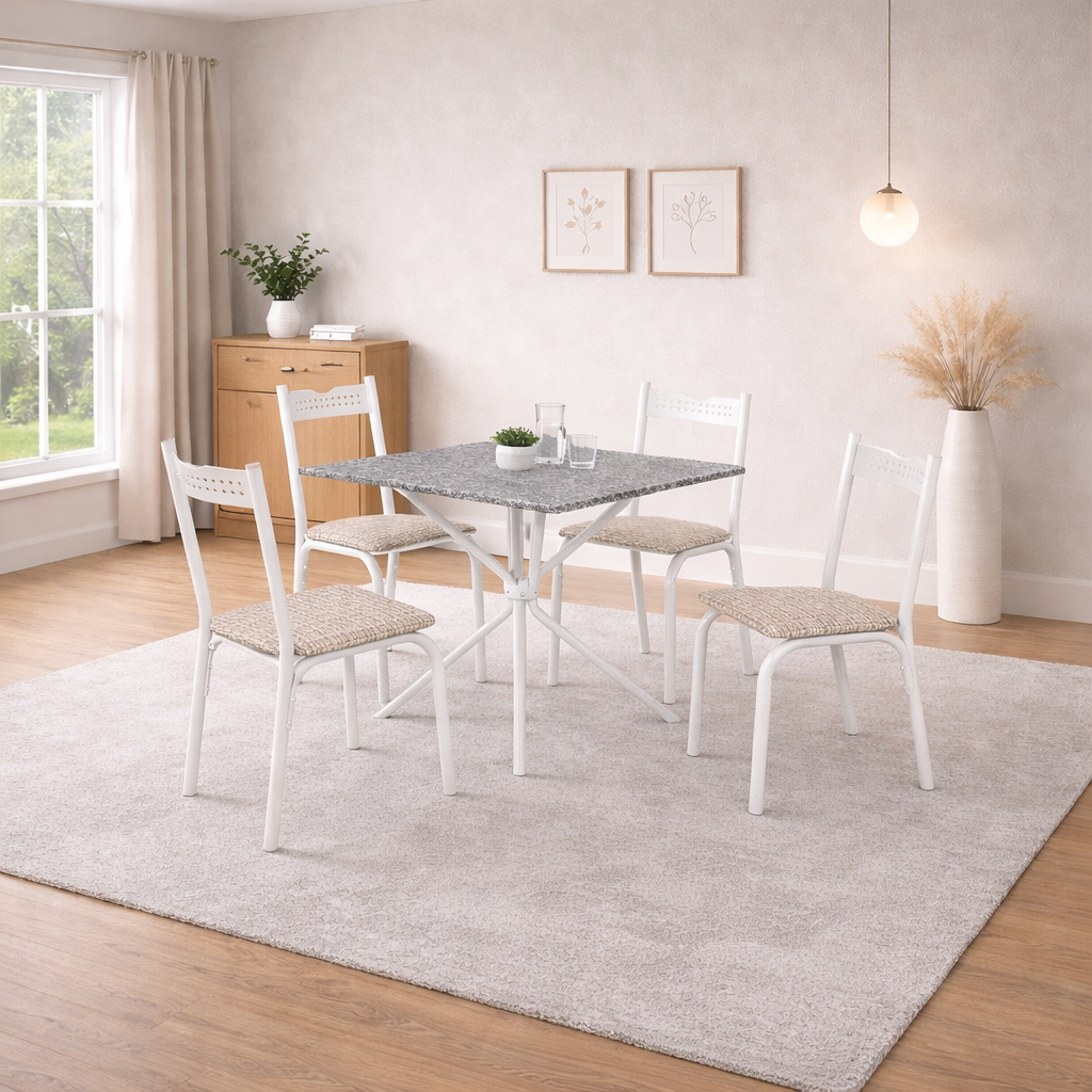 Conjunto De Mesa Com 4 Cadeiras Ciplafe - BRANCA