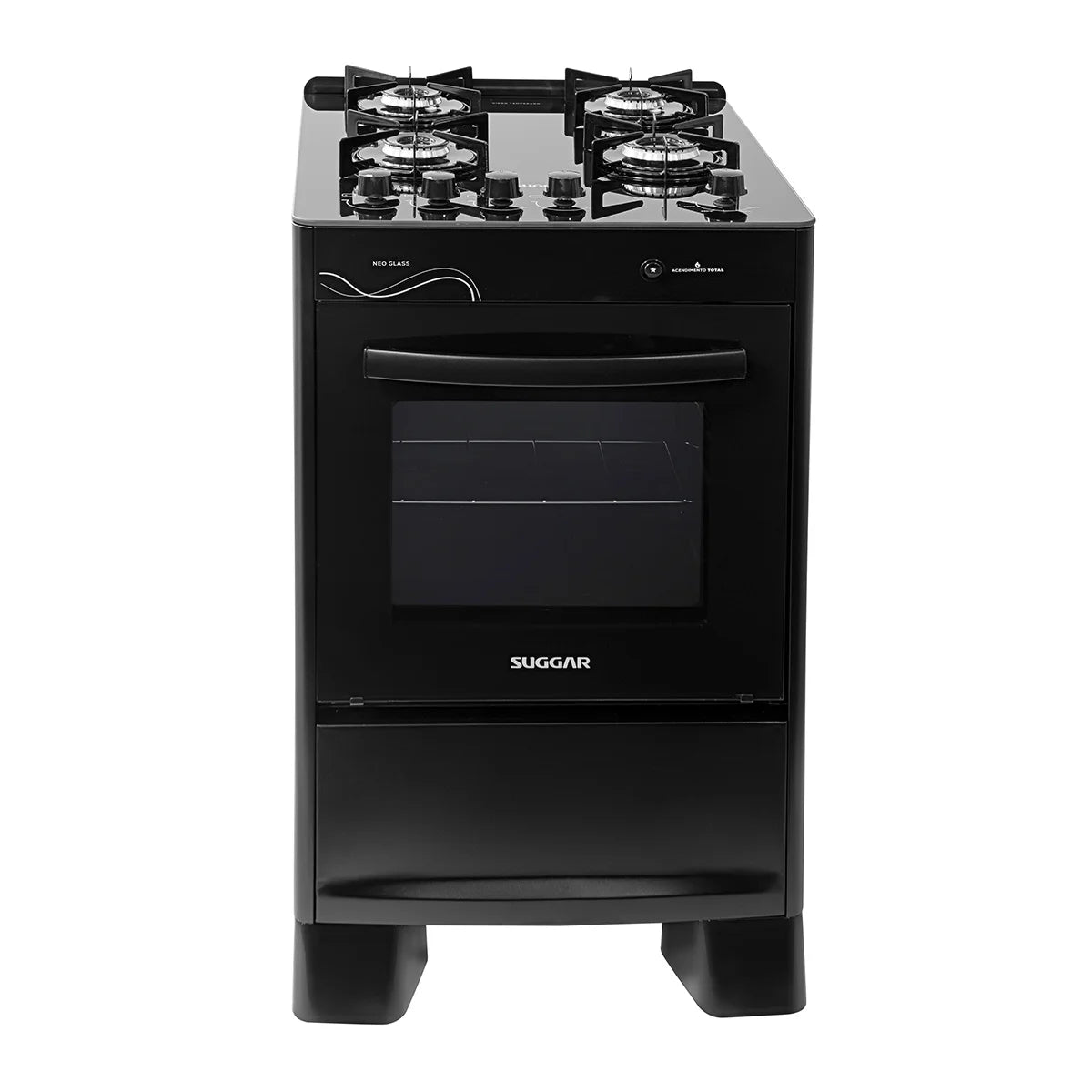 Fogão 4 Bocas Max Glass Suggar - PRETO
