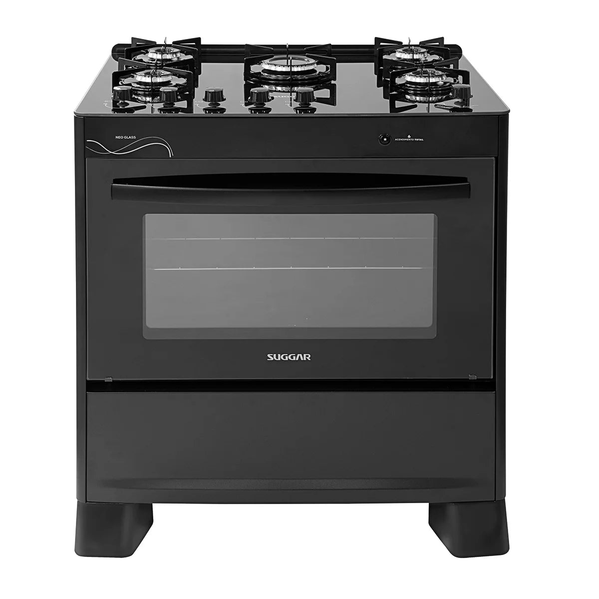 Fogão 5 Bocas Neo Glass Suggar - PRETO