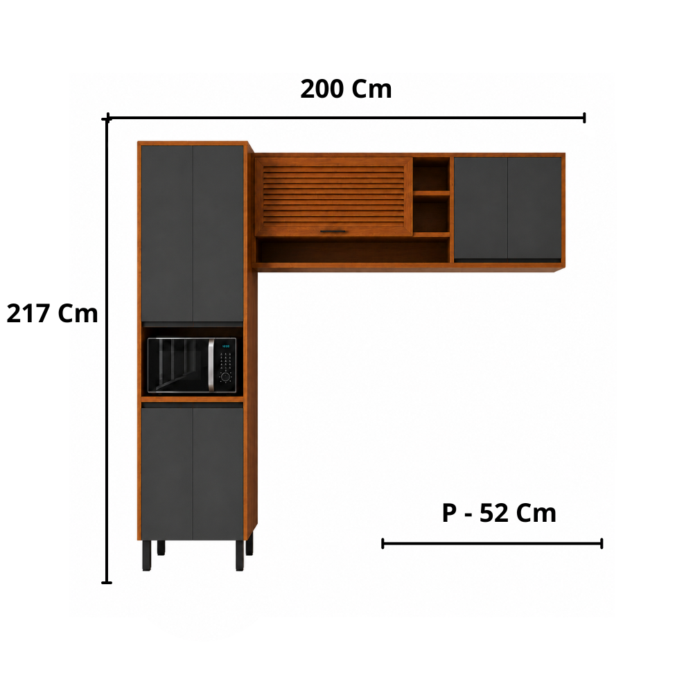 Cozinha Modulada Macadâmia 3 Peças com 7 Portas Telasul