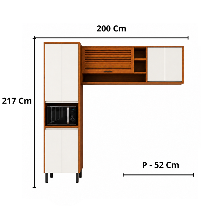 Cozinha Modulada Macadâmia 3 Peças com 7 Portas Telasul