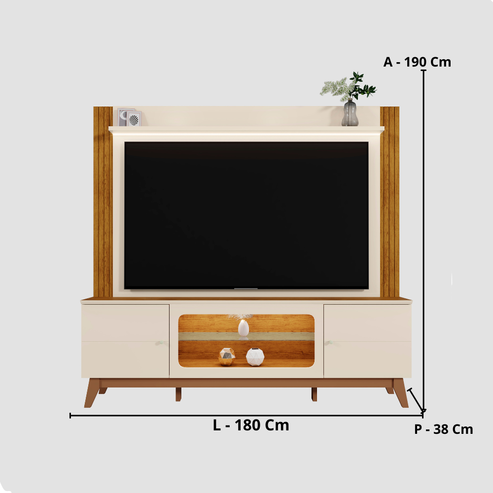 Home Para Tv até 70"  Maceió 2 Portas com Led  Mobler
