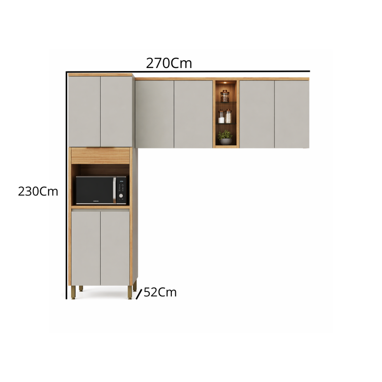 Kit Cozinha Compacta Allure 8 Portas 3 Peças Linea