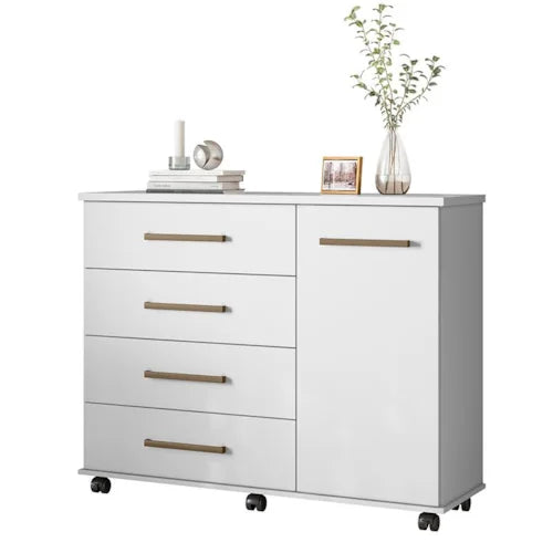 Cômoda 4 Gavetas 1 Porta Flora Demóbile - BRANCO