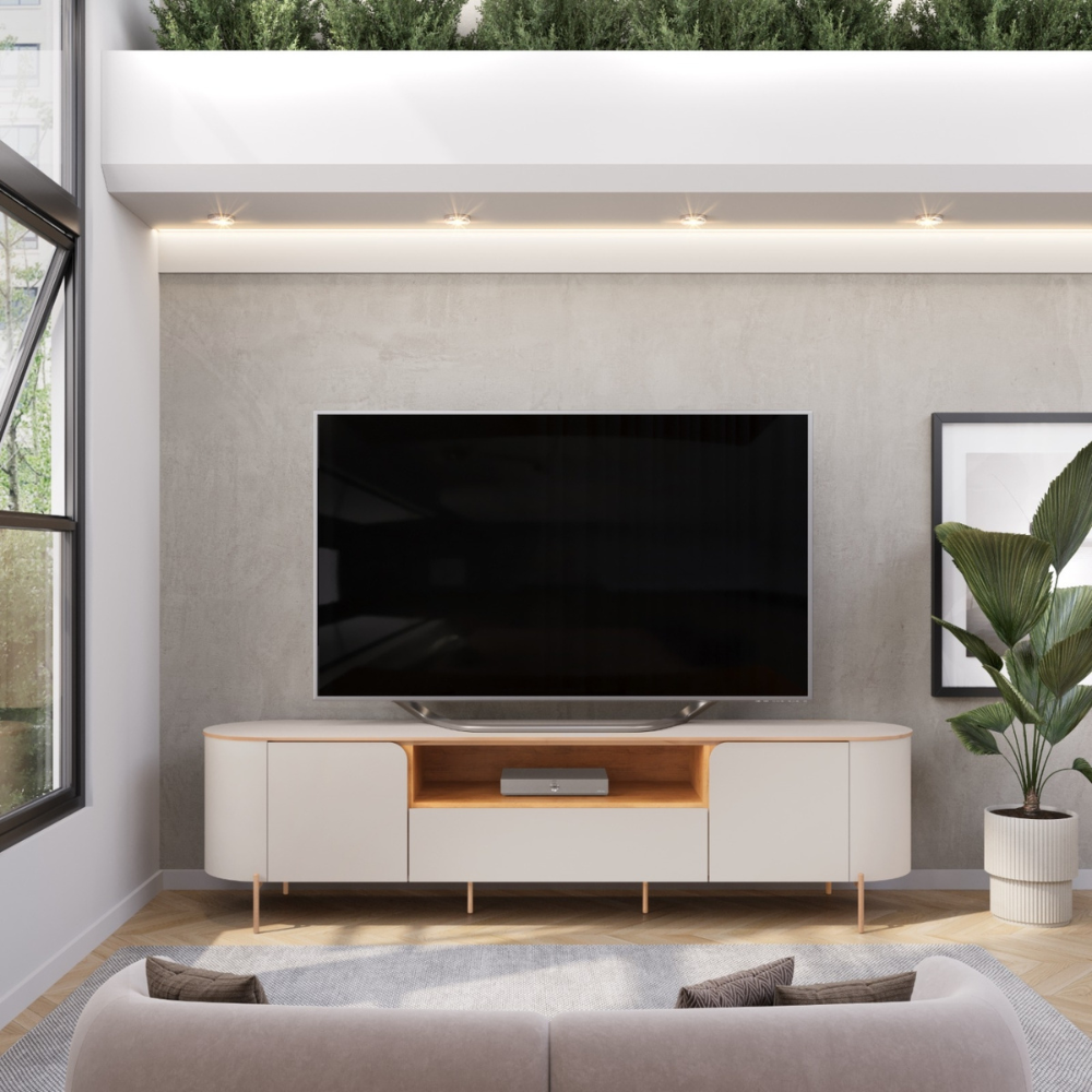 Bancada Para Tv Até "75" 2 Portas Areta Dj Móveis