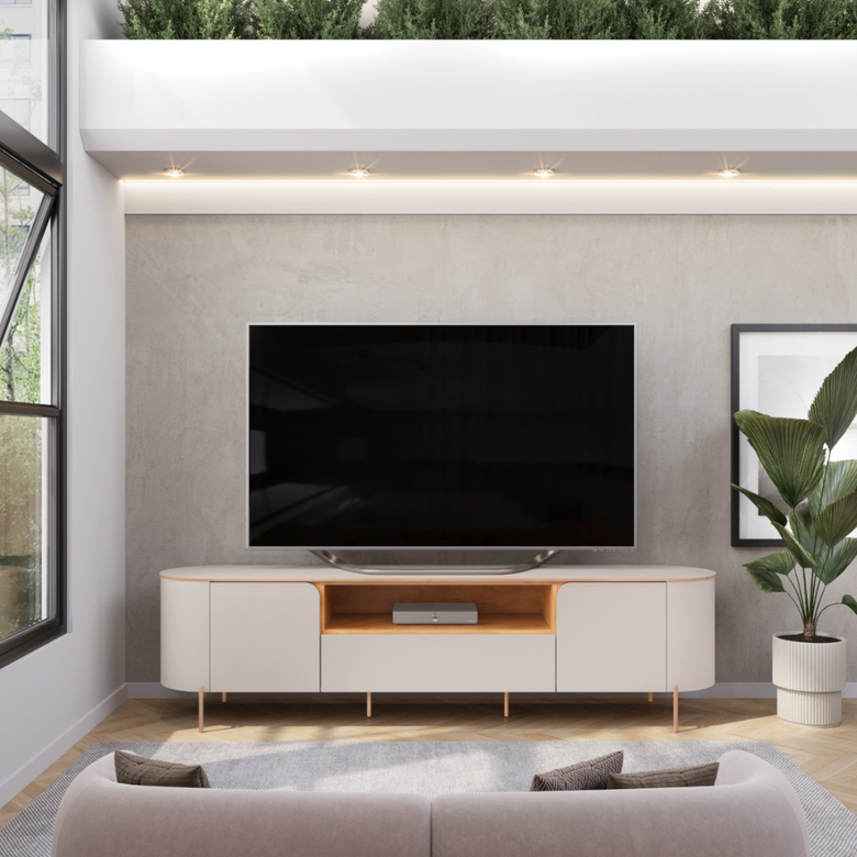 Bancada Para Tv Até "75" 2 Portas Areta Dj Móveis