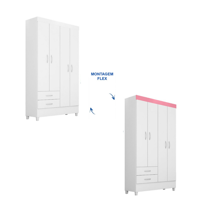 Guarda-Roupa Solteiro 4 Portas 2 Gavetas Astro Demóbile