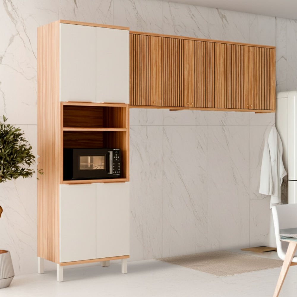 Cozinha Modulada 3 Peças 9 Portas Sauvignon Ronipa - OFF WHITE
