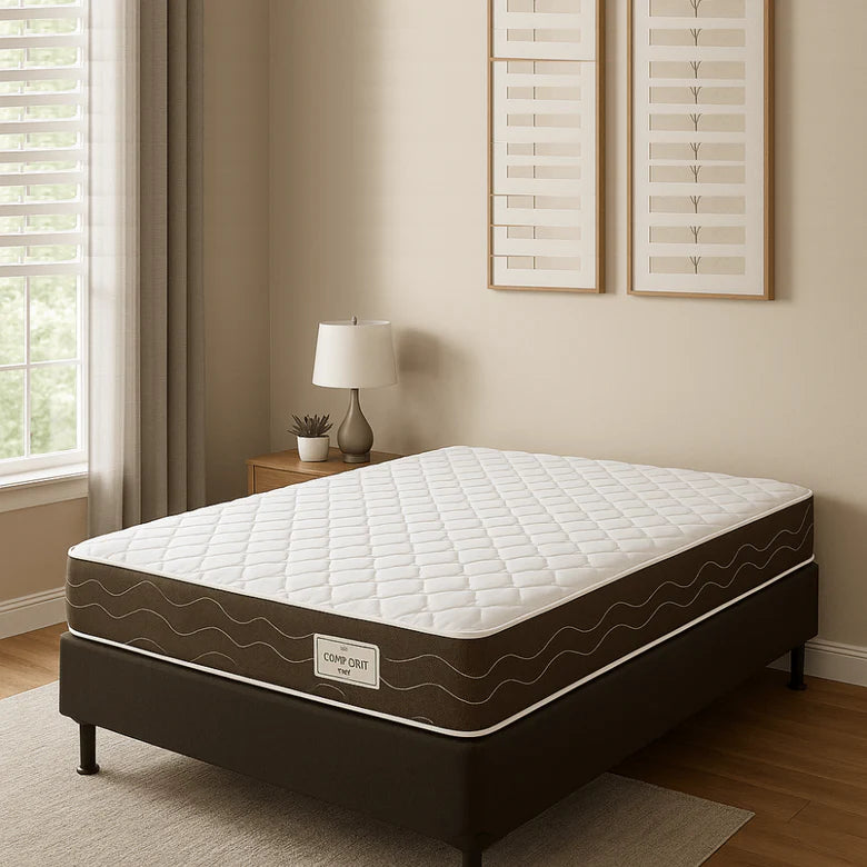 Conjunto Box Casal Confort LN 138x188cm Reconflex - MARROM