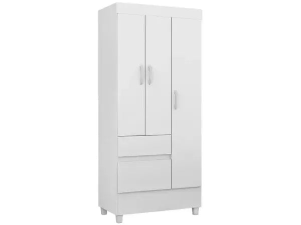 Guarda-Roupa Solteiro 3 Portas 2 Gavetas Wind Demóbile - BRANCO/ROSA