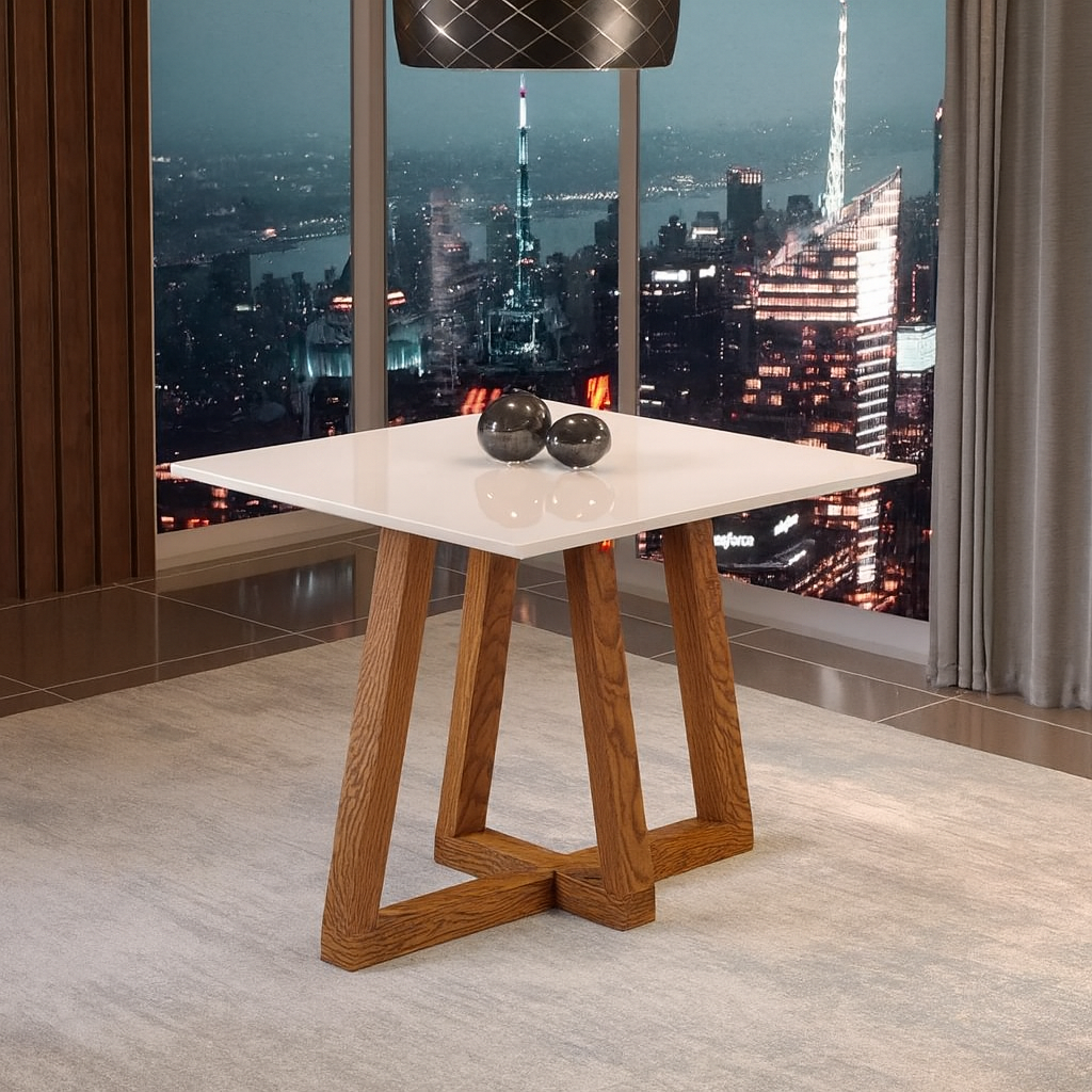 Mesa de Jantar 90x90 4 Lugares Livia Sonetto Móveis - OFF WHITE