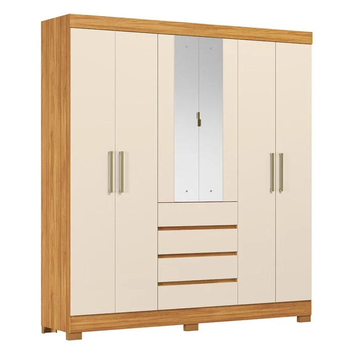 Guarda-roupa Casal 6 Portas 4 Gavetas com Espelho Ópera Demóbile