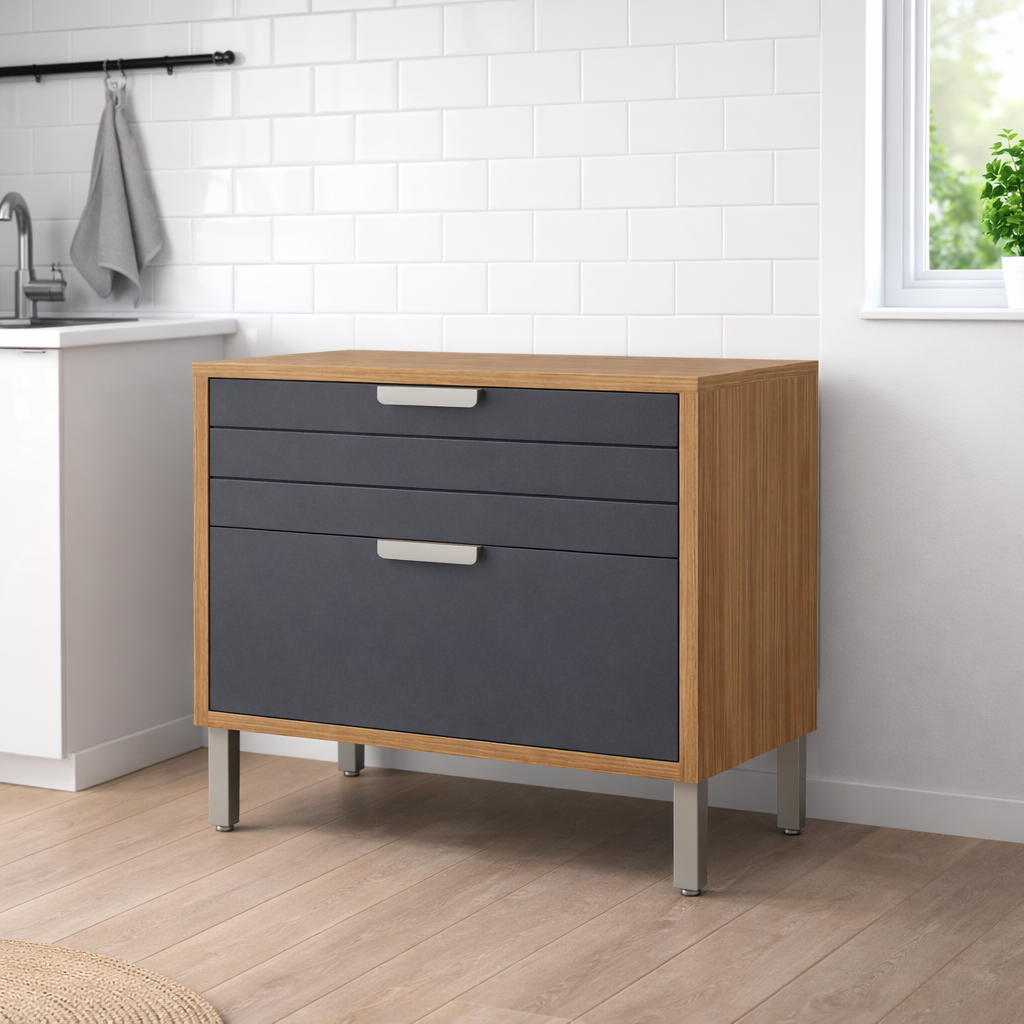 Balcão 1 Porta 1 Gaveta 80cm Eloise MGM - CINAMOMO/TITANIO