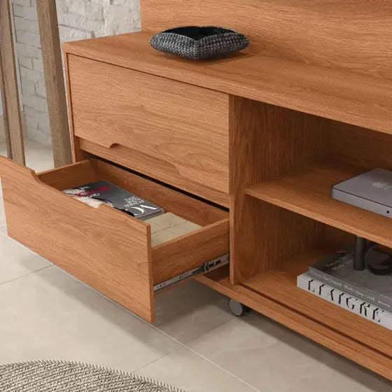Home para TV até 70 Polegadas 1 Porta Correr 2 Gavetas Rodízio Brise Lukaliam