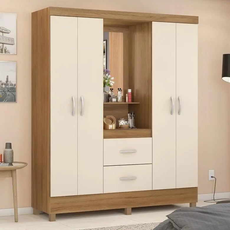Guarda Roupa Casal Capelinha 4 Portas 2 Gavetas Lord Demóbile