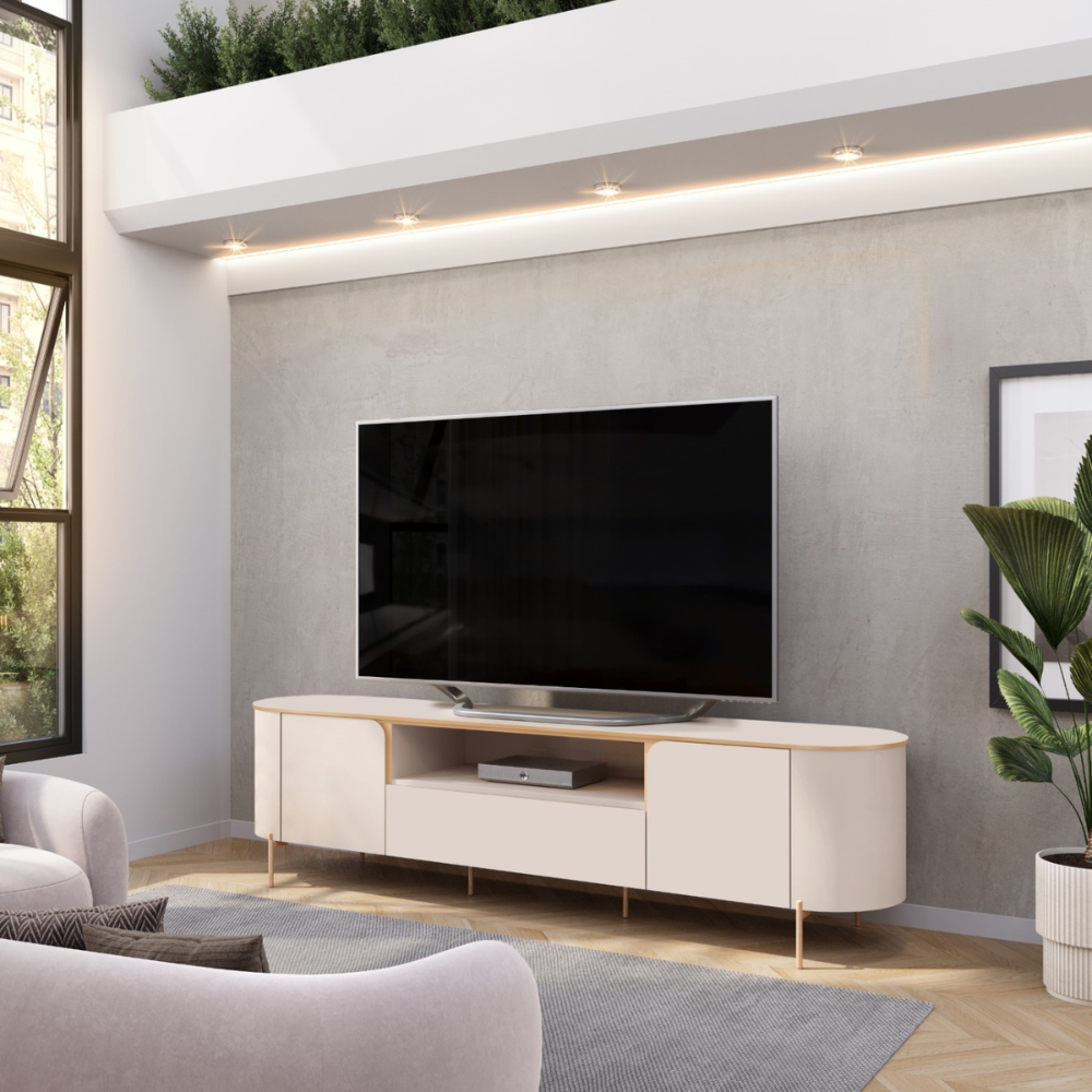 Bancada Para Tv Até "75" 2 Portas Areta Dj Móveis - OFFWHITE