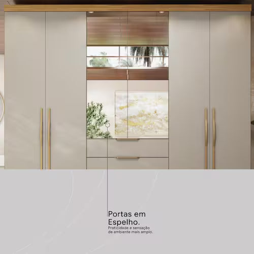 Guarda-Roupa Casal Com Espelho 6 Portas 4 Gavetas Giardino Demóbile
