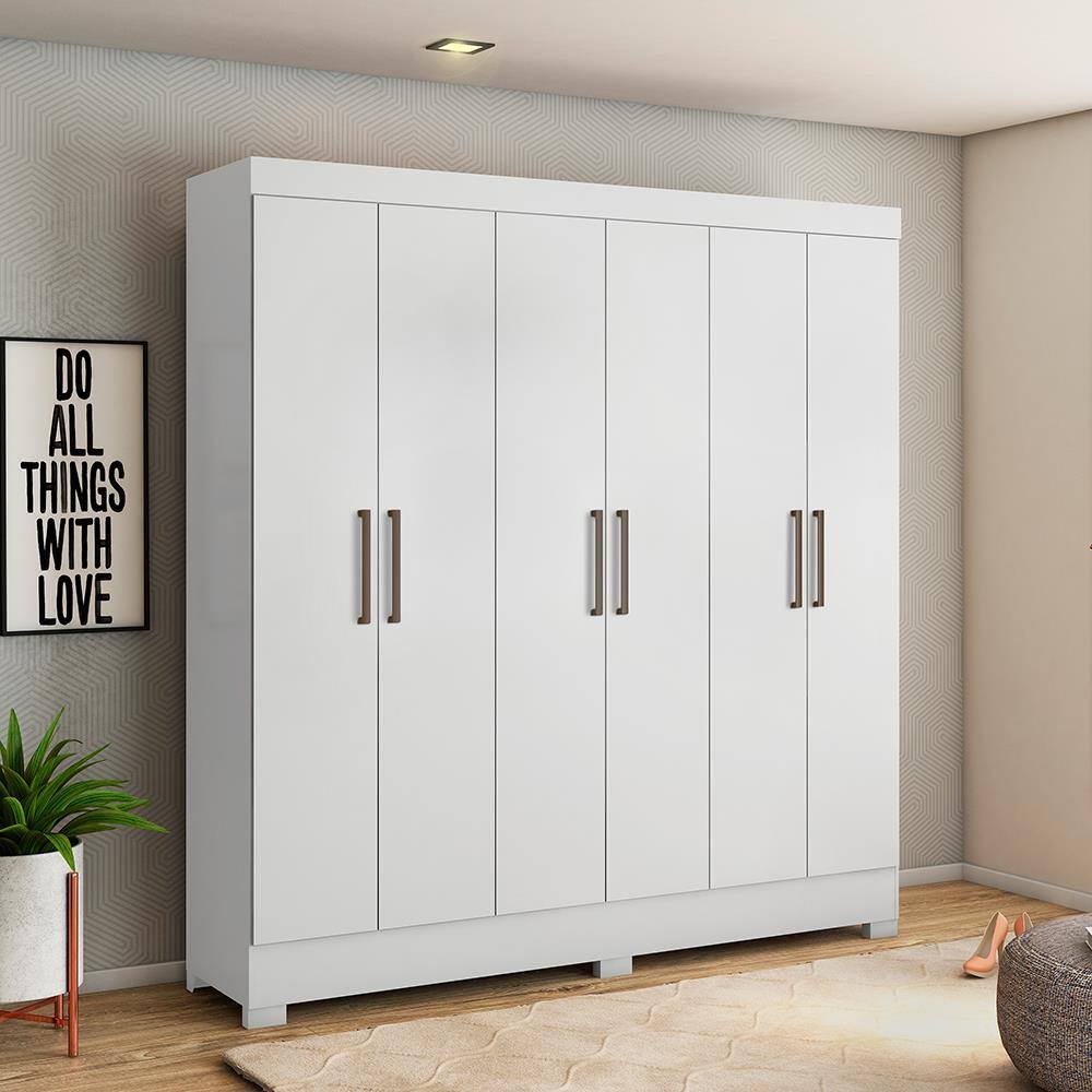 Guarda Roupa Casal 6 Portas 2 Gavetas Verso Demóbile - BRANCO