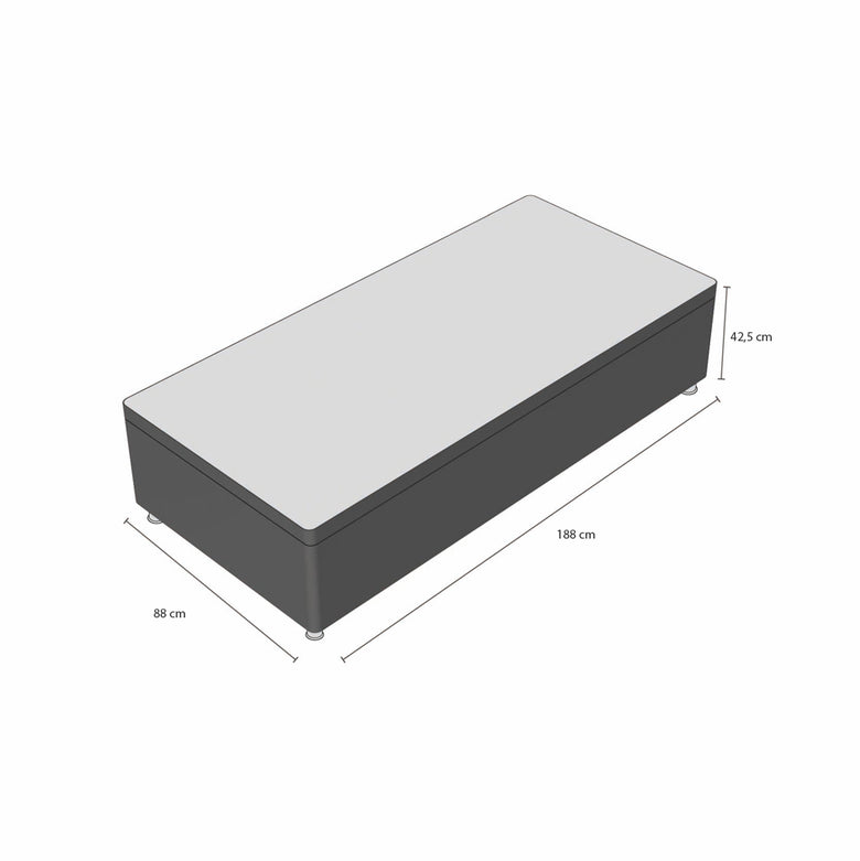 Base Baú Para Cama de Solteiro 88x188 Ortobom Physical com Pistão e Espaço Interno