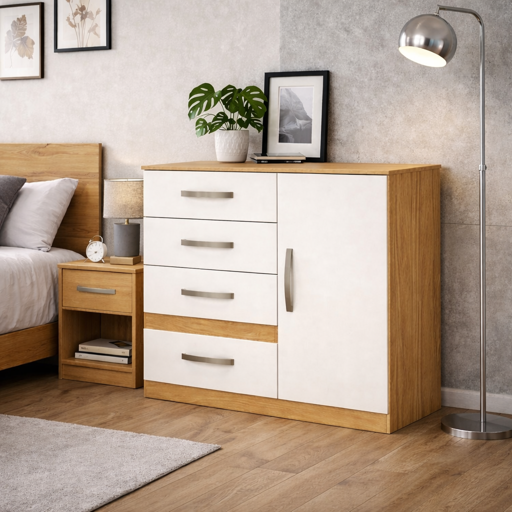 Comoda Sapateira 1 Porta 4 Gavetas Vênus Moval - CAST/OFFWHITE