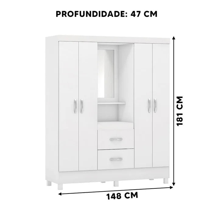 Guarda Roupa Casal Capelinha 4 Portas 2 Gavetas Lord Demóbile