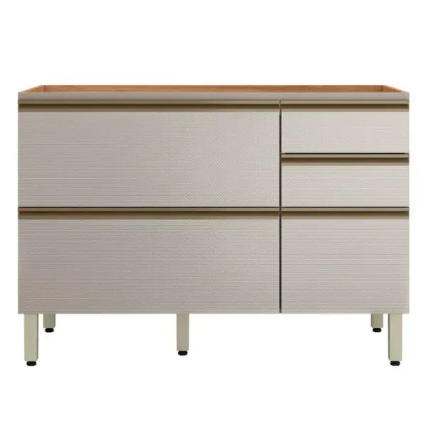 Balcão de Cozinha 1 Porta 4 Gaveta 120cm MDF Proença Demobile - NOGUEIRA/NUDE PRIME