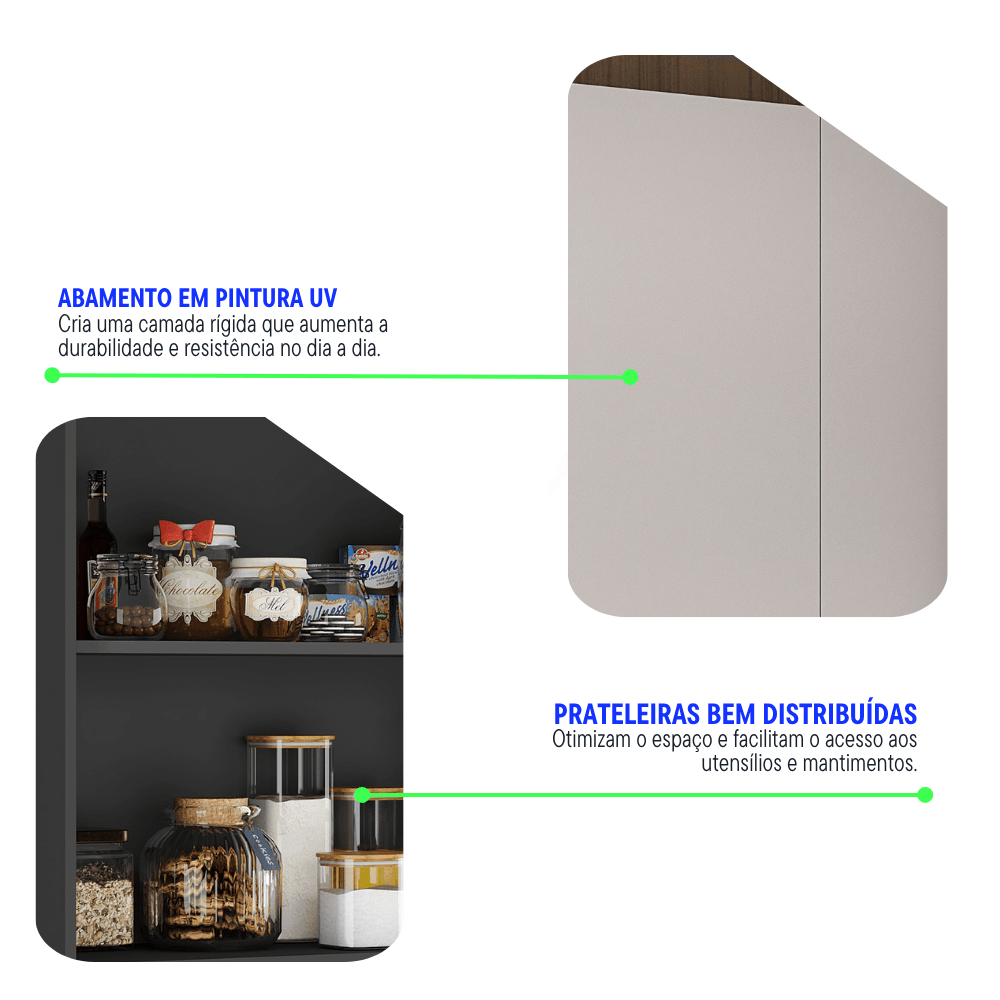 Armário Aéreo 80 cm 2 Portas Lúmina Itatiaia