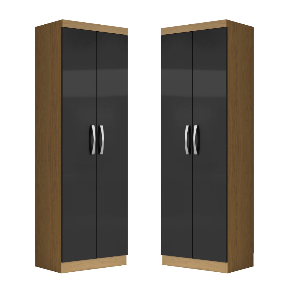 Kit 02 Armários Multiuso 2 Portas New Aramóveis - GRAFITE